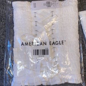 NWT - AE Women’s Woven Lace-Up Tube Top (White / Multiple Sizes)